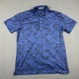 G/Fore Shirt Mens Medium Blue Camo Skull Polo Athletic Fit Performance Golf
